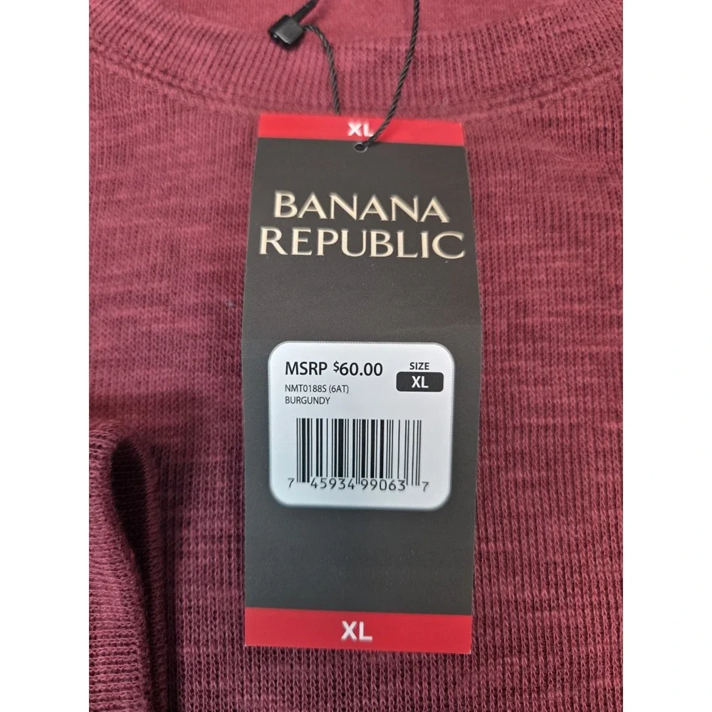 NEW Banana Republic Double Knit Crew Sweater Mens XL Burgundy Shirt